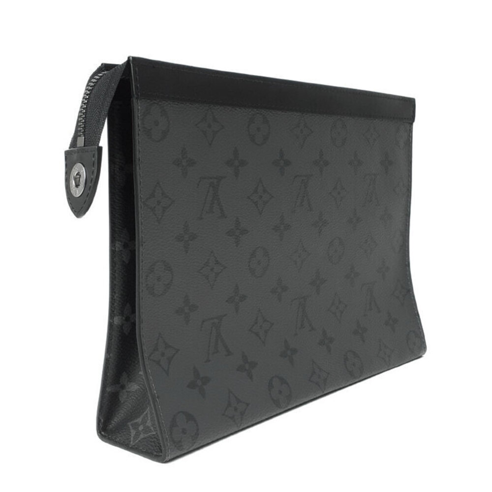 Louis Vuitton Black Voyage Clutch Pochette Reverse Monogram Bag Eclipse